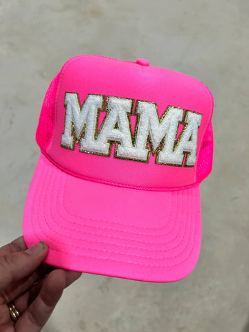 Mama Chenille Letters Foam Trucker: Neon Pink