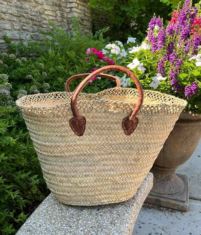 SMALL Moroccan Market Basket with Leather Handle